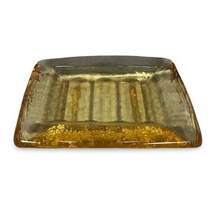 Fire & Light Citrus Glass Soap Dish Rectangular Textured Recycled Glass Yellow